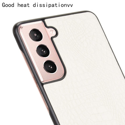 For Samsung Galaxy S21 5G Shockproof Crocodile Texture PC + PU Case(White)-garmade.com