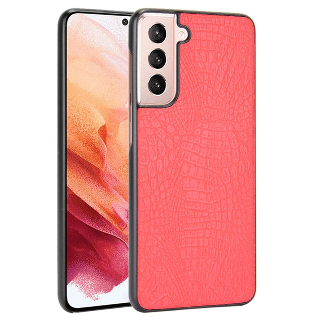 For Samsung Galaxy S21 5G Shockproof Crocodile Texture PC + PU Case(Red)-garmade.com