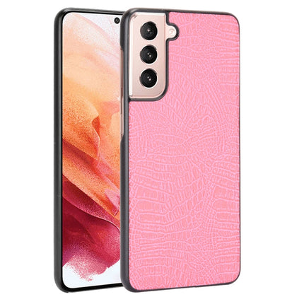 For Samsung Galaxy S21 5G Shockproof Crocodile Texture PC + PU Case(Pink)-garmade.com