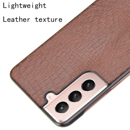 For Samsung Galaxy S21 5G Shockproof Crocodile Texture PC + PU Case(Brown)-garmade.com