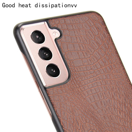For Samsung Galaxy S21 5G Shockproof Crocodile Texture PC + PU Case(Brown)-garmade.com