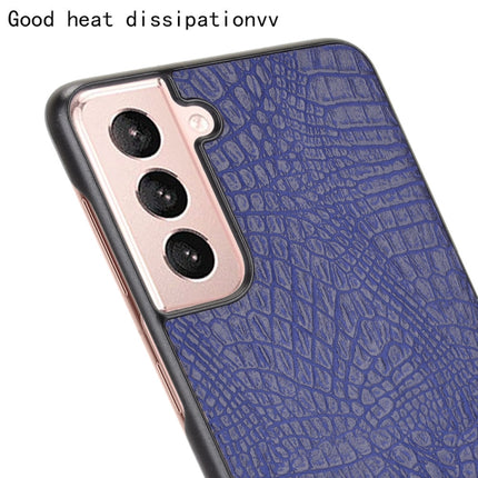 For Samsung Galaxy S21 5G Shockproof Crocodile Texture PC + PU Case(Blue)-garmade.com