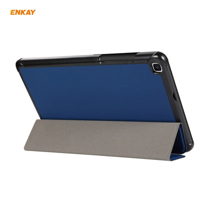For Samsung Galaxy Tab A 8.0 T290 / T295 ENKAY 3-folding Skin Texture Horizontal Flip PU Leather + PC Case with Holder(Dark Blue)-garmade.com