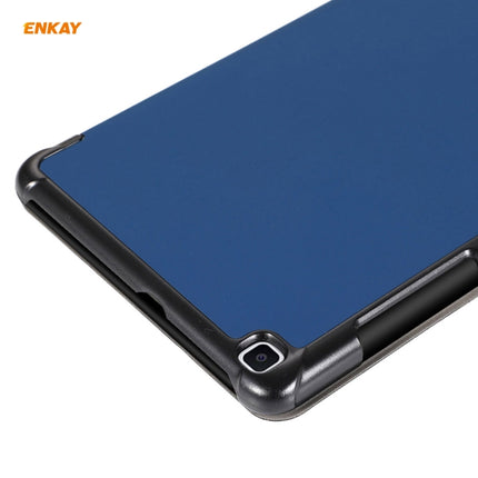 For Samsung Galaxy Tab A 8.0 T290 / T295 ENKAY 3-folding Skin Texture Horizontal Flip PU Leather + PC Case with Holder(Dark Blue)-garmade.com