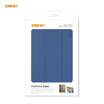 For Samsung Galaxy Tab A 8.0 T290 / T295 ENKAY 3-folding Skin Texture Horizontal Flip PU Leather + PC Case with Holder(Dark Grey)-garmade.com