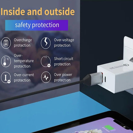 SDC-18W 18W PD + QC 3.0 USB Dual Fast Charging Universal Travel Charger, AU Plug-garmade.com