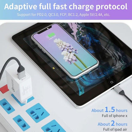 SDC-18W 18W PD + QC 3.0 USB Dual Port Fast Charging Universal Travel Charger with Type-C / USB-C to 8 Pin Fast Charging Data Cable, AU Plug-garmade.com