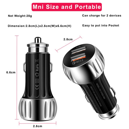 YSY-310QC18W QC3.0 Dual Port USB Car Charger + 3A USB to USB-C / Type-C Data Cable, Cable Length: 1m(White)-garmade.com