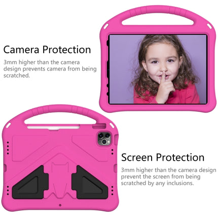 For iPad Air 2022 / 2020 10.9 EVA Flat Anti Falling Protective Case Shell with Holder(RoseRed)-garmade.com