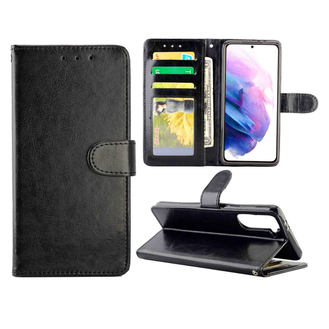 For Samsung Galaxy S21+ 5G/S21 Plus 5G Crazy Horse Texture Leather Horizontal Flip Protective Case with Holder & Card Slots & Wallet & Photo Frame(Black)-garmade.com