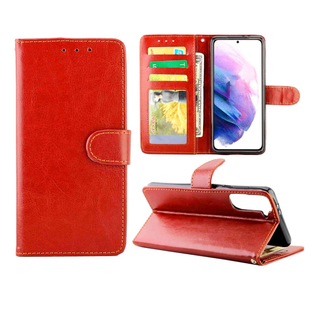 For Samsung Galaxy S21+ 5G/S21 Plus 5G Crazy Horse Texture Leather Horizontal Flip Protective Case with Holder & Card Slots & Wallet & Photo Frame(Brown)-garmade.com