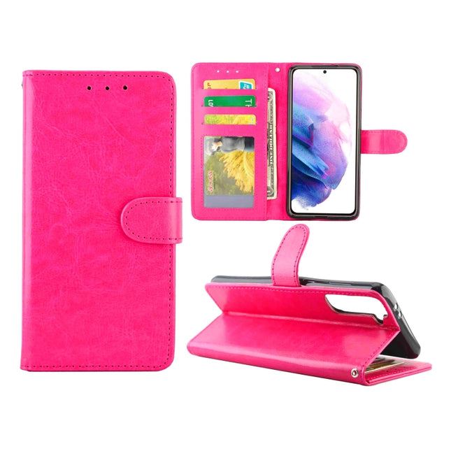 For Samsung Galaxy S21+ 5G/S21 Plus 5G Crazy Horse Texture Leather Horizontal Flip Protective Case with Holder & Card Slots & Wallet & Photo Frame(Rose Red)-garmade.com