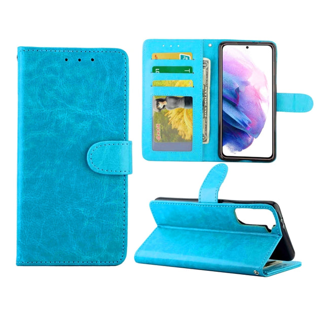 For Samsung Galaxy S21+ 5G/S21 Plus 5G Crazy Horse Texture Leather Horizontal Flip Protective Case with Holder & Card Slots & Wallet & Photo Frame(Baby Blue)-garmade.com