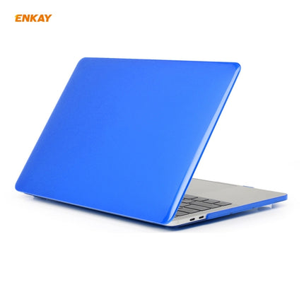 ENKAY 3 in 1 Crystal Laptop Protective Case + US Version TPU Keyboard Film + Anti-dust Plugs Set for MacBook Pro 13.3 inch A1708 (without Touch Bar)(Dark Blue)-garmade.com