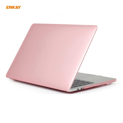 ENKAY 3 in 1 Crystal Laptop Protective Case + US Version TPU Keyboard Film + Anti-dust Plugs Set for MacBook Pro 13.3 inch A1708 (without Touch Bar)(Pink)-garmade.com