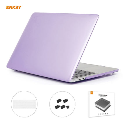 ENKAY 3 in 1 Crystal Laptop Protective Case + US Version TPU Keyboard Film + Anti-dust Plugs Set for MacBook Pro 13.3 inch A1708 (without Touch Bar)(Purple)-garmade.com