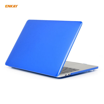 ENKAY 3 in 1 Crystal Laptop Protective Case + EU Version TPU Keyboard Film + Anti-dust Plugs Set for MacBook Pro 13.3 inch A1706 / A1989 / A2159 (with Touch Bar)(Dark Blue)-garmade.com