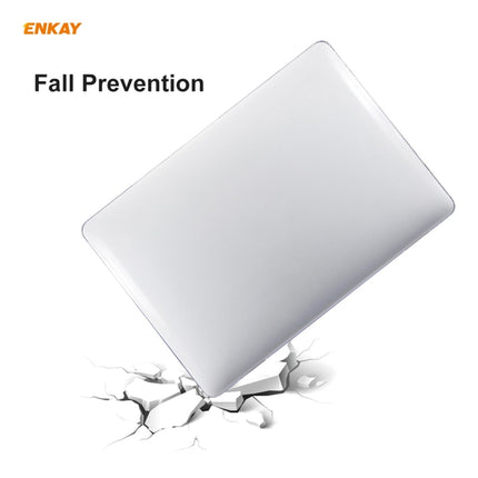 ENKAY 3 in 1 Crystal Laptop Protective Case + EU Version TPU Keyboard Film + Anti-dust Plugs Set for MacBook Pro 13.3 inch A1706 / A1989 / A2159 (with Touch Bar)(Black)-garmade.com