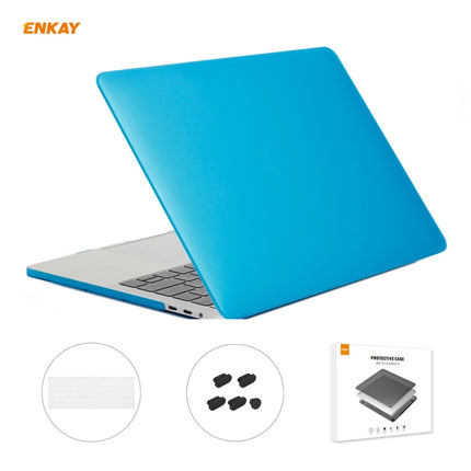 ENKAY 3 in 1 Matte Laptop Protective Case + US Version TPU Keyboard Film + Anti-dust Plugs Set for MacBook Pro 13.3 inch A1706 / A1989 / A2159 (with Touch Bar)(Light Blue)-garmade.com