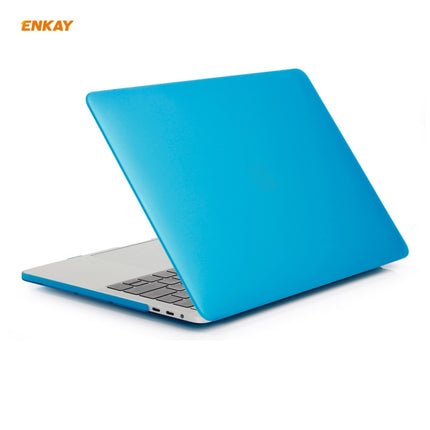 ENKAY 3 in 1 Matte Laptop Protective Case + US Version TPU Keyboard Film + Anti-dust Plugs Set for MacBook Pro 13.3 inch A1706 / A1989 / A2159 (with Touch Bar)(Light Blue)-garmade.com