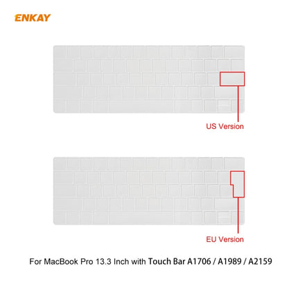 ENKAY 3 in 1 Matte Laptop Protective Case + US Version TPU Keyboard Film + Anti-dust Plugs Set for MacBook Pro 13.3 inch A1706 / A1989 / A2159 (with Touch Bar)(White)-garmade.com