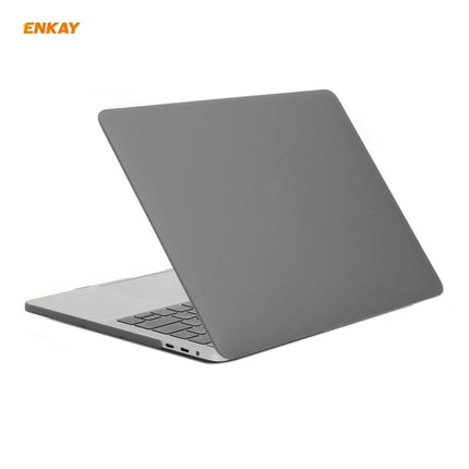 ENKAY 3 in 1 Matte Laptop Protective Case + EU Version TPU Keyboard Film + Anti-dust Plugs Set for MacBook Pro 13.3 inch A1706 / A1989 / A2159 (with Touch Bar)(Grey)-garmade.com