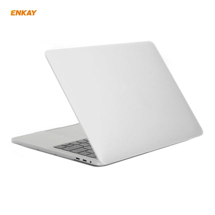 ENKAY 3 in 1 Matte Laptop Protective Case + EU Version TPU Keyboard Film + Anti-dust Plugs Set for MacBook Pro 13.3 inch A1706 / A1989 / A2159 (with Touch Bar)(White)-garmade.com