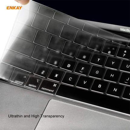 ENKAY 3 in 1 Matte Laptop Protective Case + EU Version TPU Keyboard Film + Anti-dust Plugs Set for MacBook Pro 13.3 inch A1706 / A1989 / A2159 (with Touch Bar)(Green)-garmade.com