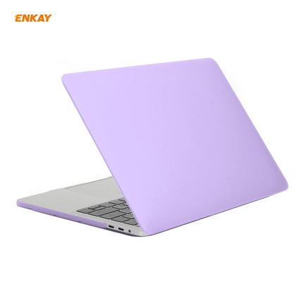 ENKAY 3 in 1 Matte Laptop Protective Case + US Version TPU Keyboard Film + Anti-dust Plugs Set for MacBook Pro 15.4 inch A1707 & A1990 (with Touch Bar)(Purple)-garmade.com