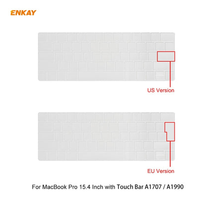 ENKAY 3 in 1 Matte Laptop Protective Case + US Version TPU Keyboard Film + Anti-dust Plugs Set for MacBook Pro 15.4 inch A1707 & A1990 (with Touch Bar)(White)-garmade.com