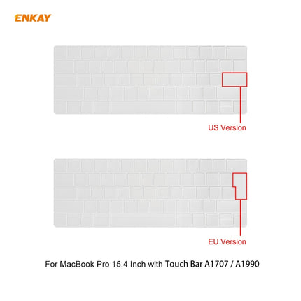 ENKAY 3 in 1 Matte Laptop Protective Case + EU Version TPU Keyboard Film + Anti-dust Plugs Set for MacBook Pro 15.4 inch A1707 & A1990 (with Touch Bar)(White)-garmade.com