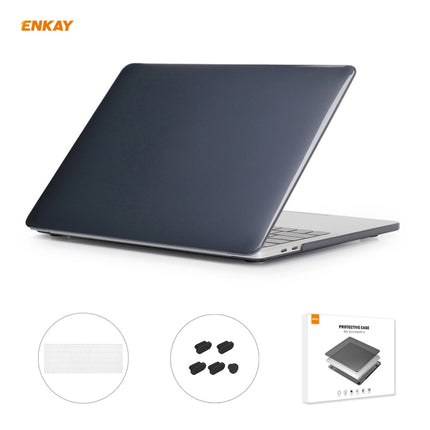 ENKAY 3 in 1 Crystal Laptop Protective Case + US Version TPU Keyboard Film + Anti-dust Plugs Set for MacBook Pro 15.4 inch A1707 & A1990 (with Touch Bar)(Black)-garmade.com