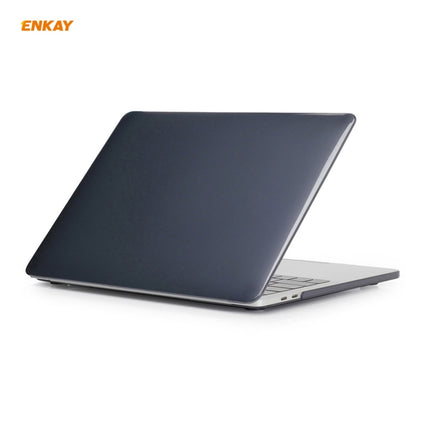 ENKAY 3 in 1 Crystal Laptop Protective Case + EU Version TPU Keyboard Film + Anti-dust Plugs Set for MacBook Pro 15.4 inch A1707 & A1990 (with Touch Bar)(Black)-garmade.com