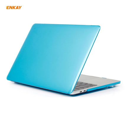 ENKAY 3 in 1 Crystal Laptop Protective Case + EU Version TPU Keyboard Film + Anti-dust Plugs Set for MacBook Pro 15.4 inch A1707 & A1990 (with Touch Bar)(Light Blue)-garmade.com