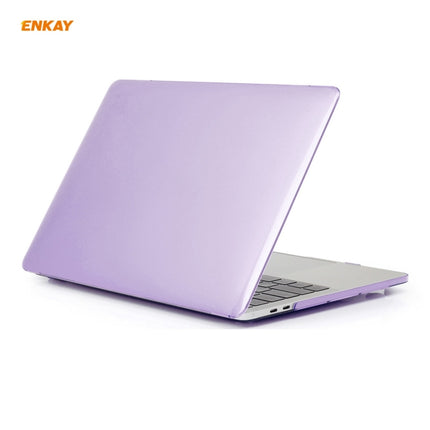 ENKAY 3 in 1 Crystal Laptop Protective Case + EU Version TPU Keyboard Film + Anti-dust Plugs Set for MacBook Pro 15.4 inch A1707 & A1990 (with Touch Bar)(Purple)-garmade.com