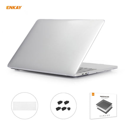 ENKAY 3 in 1 Crystal Laptop Protective Case + EU Version TPU Keyboard Film + Anti-dust Plugs Set for MacBook Pro 15.4 inch A1707 & A1990 (with Touch Bar)(Transparent)-garmade.com