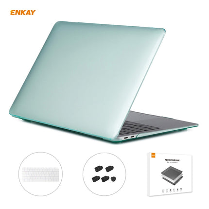 ENKAY 3 in 1 Crystal Laptop Protective Case + US Version TPU Keyboard Film + Anti-dust Plugs Set for MacBook Air 13.3 inch A1932 (2018)(Green)-garmade.com