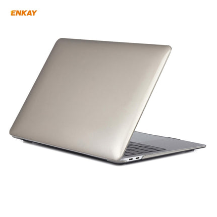 ENKAY 3 in 1 Crystal Laptop Protective Case + US Version TPU Keyboard Film + Anti-dust Plugs Set for MacBook Air 13.3 inch A1932 (2018)(Grey)-garmade.com