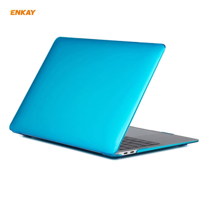 ENKAY 3 in 1 Crystal Laptop Protective Case + US Version TPU Keyboard Film + Anti-dust Plugs Set for MacBook Air 13.3 inch A1932 (2018)(Light Blue)-garmade.com