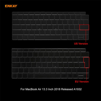 ENKAY 3 in 1 Crystal Laptop Protective Case + US Version TPU Keyboard Film + Anti-dust Plugs Set for MacBook Air 13.3 inch A1932 (2018)(Orange)-garmade.com