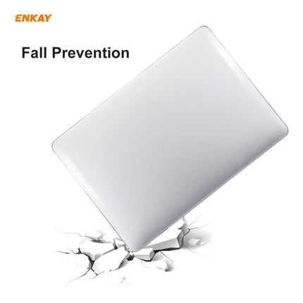 ENKAY 3 in 1 Crystal Laptop Protective Case + US Version TPU Keyboard Film + Anti-dust Plugs Set for MacBook Air 13.3 inch A1932 (2018)(Orange)-garmade.com