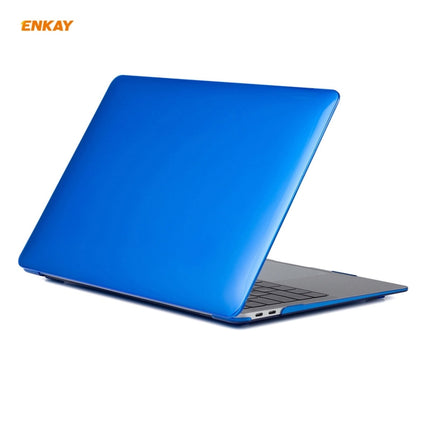 For MacBook Air 13.3 inch A1932 2018 ENKAY 3 in 1 Crystal Laptop Protective Case and EU Version TPU Keyboard Film and Anti-dust Plugs Set(Dark Blue)-garmade.com