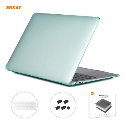 For MacBook Air 13.3 inch A1932 2018 ENKAY 3 in 1 Crystal Laptop Protective Case and EU Version TPU Keyboard Film and Anti-dust Plugs Set(Green)-garmade.com