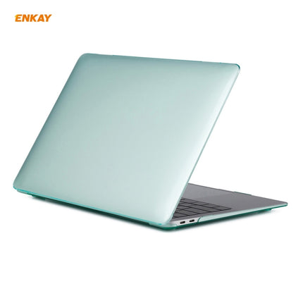 For MacBook Air 13.3 inch A1932 2018 ENKAY 3 in 1 Crystal Laptop Protective Case and EU Version TPU Keyboard Film and Anti-dust Plugs Set(Green)-garmade.com