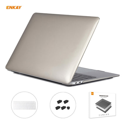 For MacBook Air 13.3 inch A1932 2018 ENKAY 3 in 1 Crystal Laptop Protective Case and EU Version TPU Keyboard Film and Anti-dust Plugs Set(Grey)-garmade.com