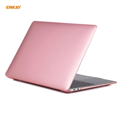 For MacBook Air 13.3 inch A1932 2018 ENKAY 3 in 1 Crystal Laptop Protective Case and EU Version TPU Keyboard Film and Anti-dust Plugs Set(Pink)-garmade.com