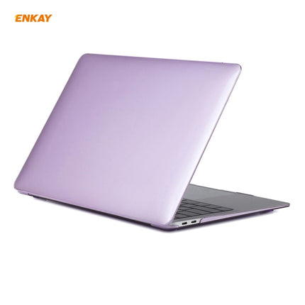 For MacBook Air 13.3 inch A1932 2018 ENKAY 3 in 1 Crystal Laptop Protective Case and EU Version TPU Keyboard Film and Anti-dust Plugs Set(Purple)-garmade.com