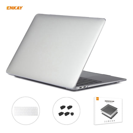 For MacBook Air 13.3 inch A1932 2018 ENKAY 3 in 1 Crystal Laptop Protective Case and EU Version TPU Keyboard Film and Anti-dust Plugs Set(Transparent)-garmade.com