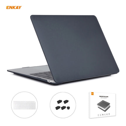 ENKAY 3 in 1 Matte Laptop Protective Case + US Version TPU Keyboard Film + Anti-dust Plugs Set for MacBook Air 13.3 inch A1932 (2018)(Black)-garmade.com