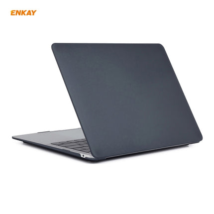 ENKAY 3 in 1 Matte Laptop Protective Case + US Version TPU Keyboard Film + Anti-dust Plugs Set for MacBook Air 13.3 inch A1932 (2018)(Black)-garmade.com